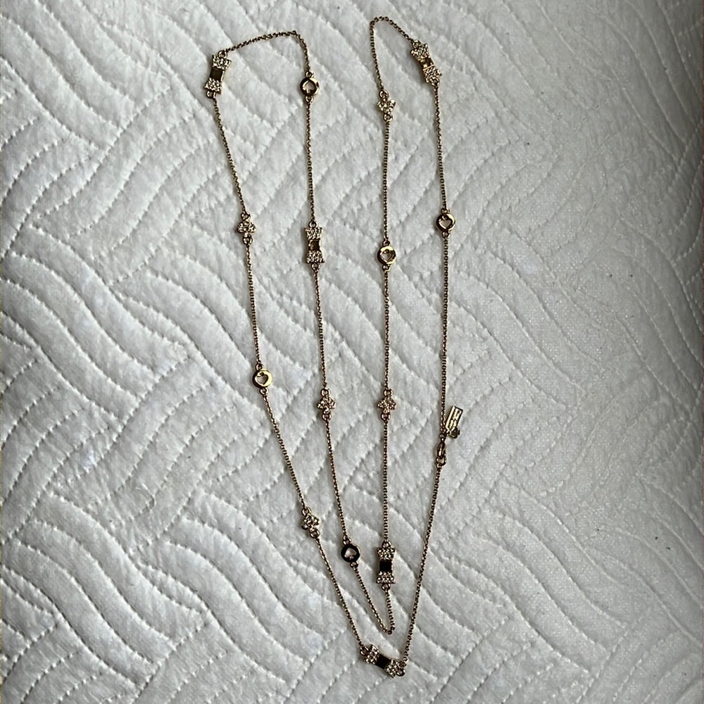 Kate spade rhinestone logo and bow necklace